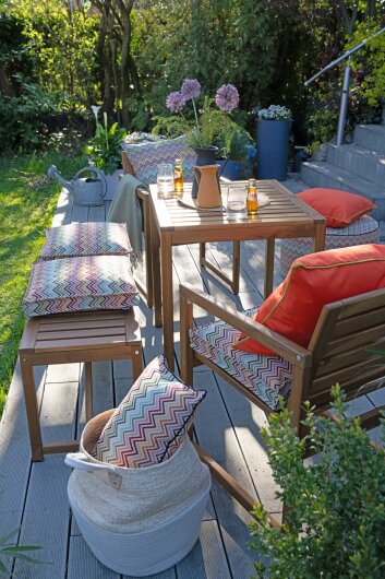 H.O.C.K. Maribel Outdoor Kissen mit Biese 50x50cm col. 1 multi Zick-Zack sun boho