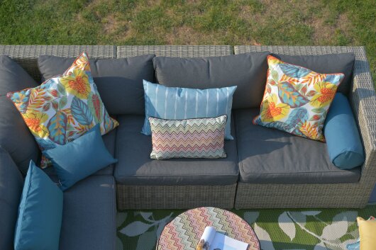 H.O.C.K. Maribel Outdoor Kissen mit Keder 50x30cm col. 1 multi Zick-Zack sun boho