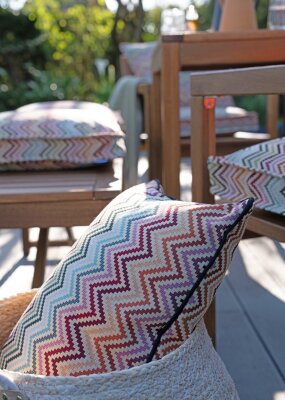 H.O.C.K. Maribel Outdoor Kissen mit Keder 50x30cm col. 1 multi Zick-Zack sun boho