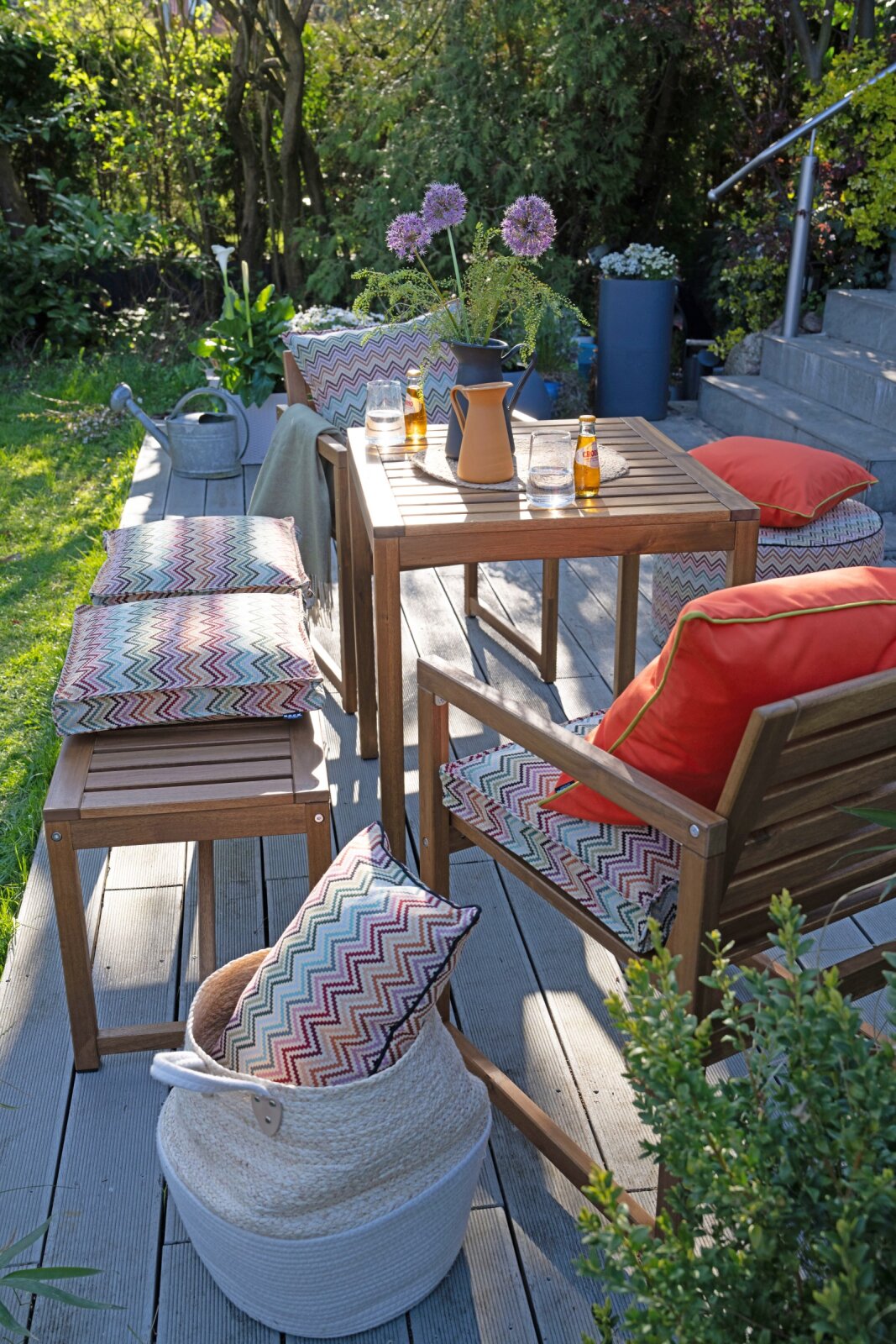 H.O.C.K. Maribel Outdoor Sitzkissen 40x40x5cm col. 1 multi Zick-Zack sun boho