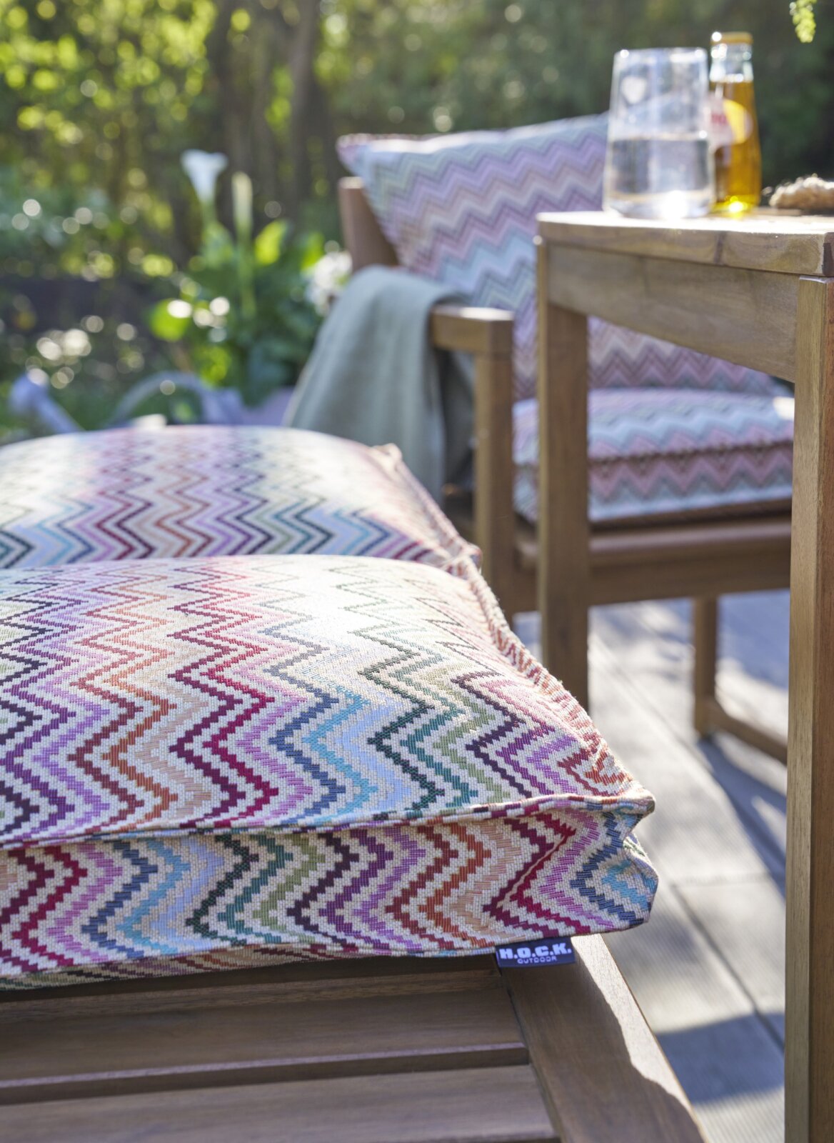 H.O.C.K. Maribel Outdoor Sitzkissen 50x50x5cm col. 1 multi Zick-Zack sun boho