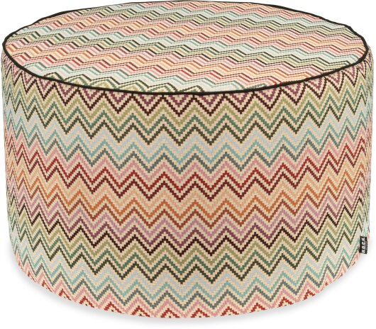 H.O.C.K. Maribel Outdoor Hocker Pouf rund mit Keder ø60x40cm col. 1 multi Zick-Zack sun boho