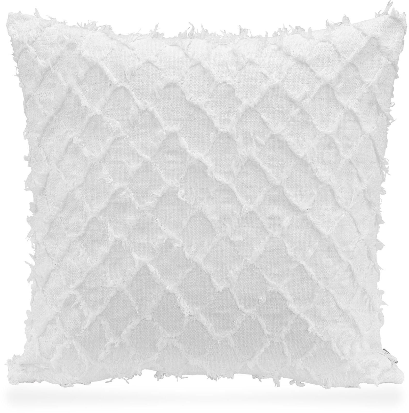 H.O.C.K. Nuvole Kissen 60x60cm ecru weiß col. 111 mit Fransen