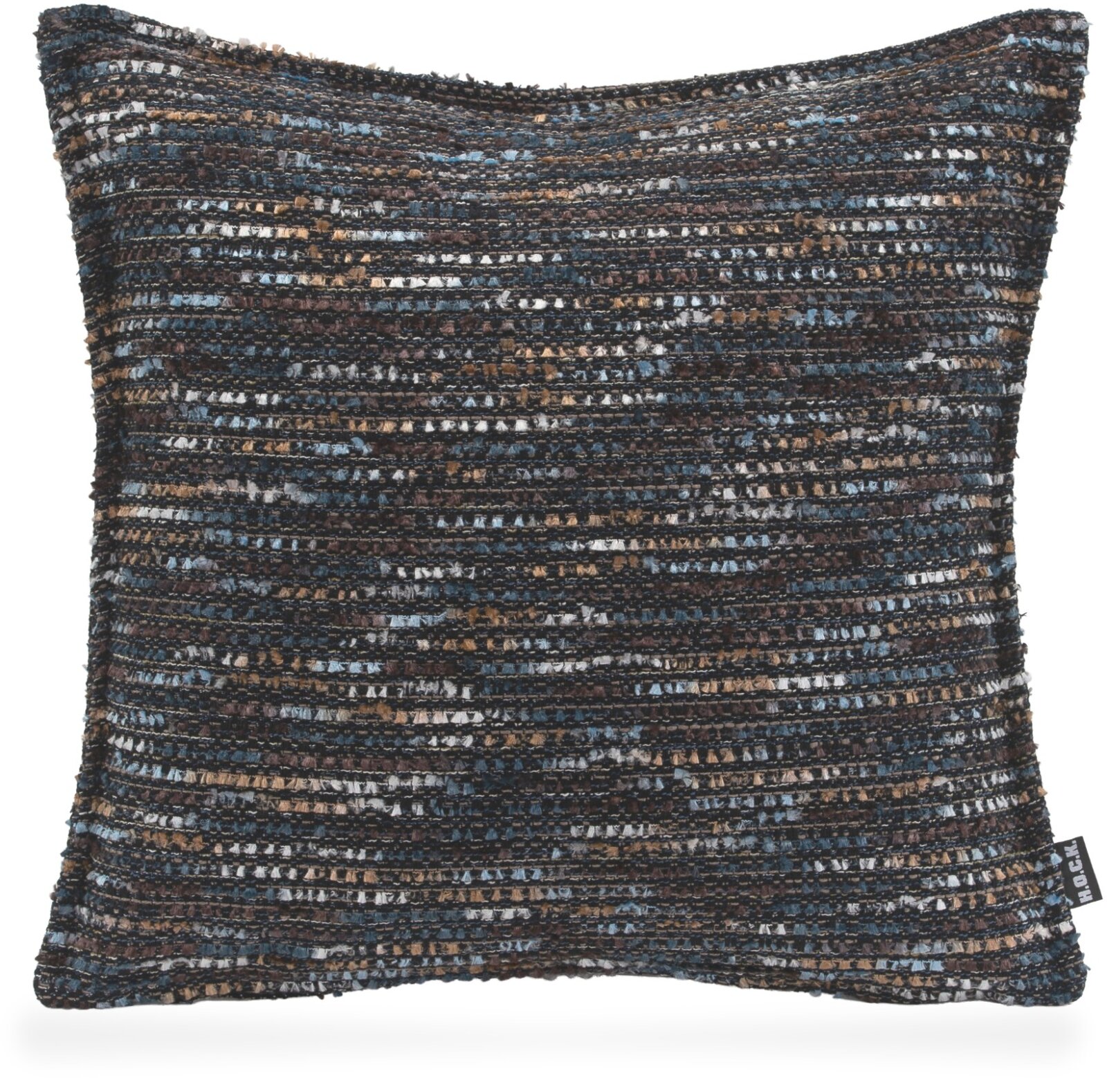 H.O.C.K. Bella Flokati Kissen mit Biese 45x45cm schwarz / blau col. 014