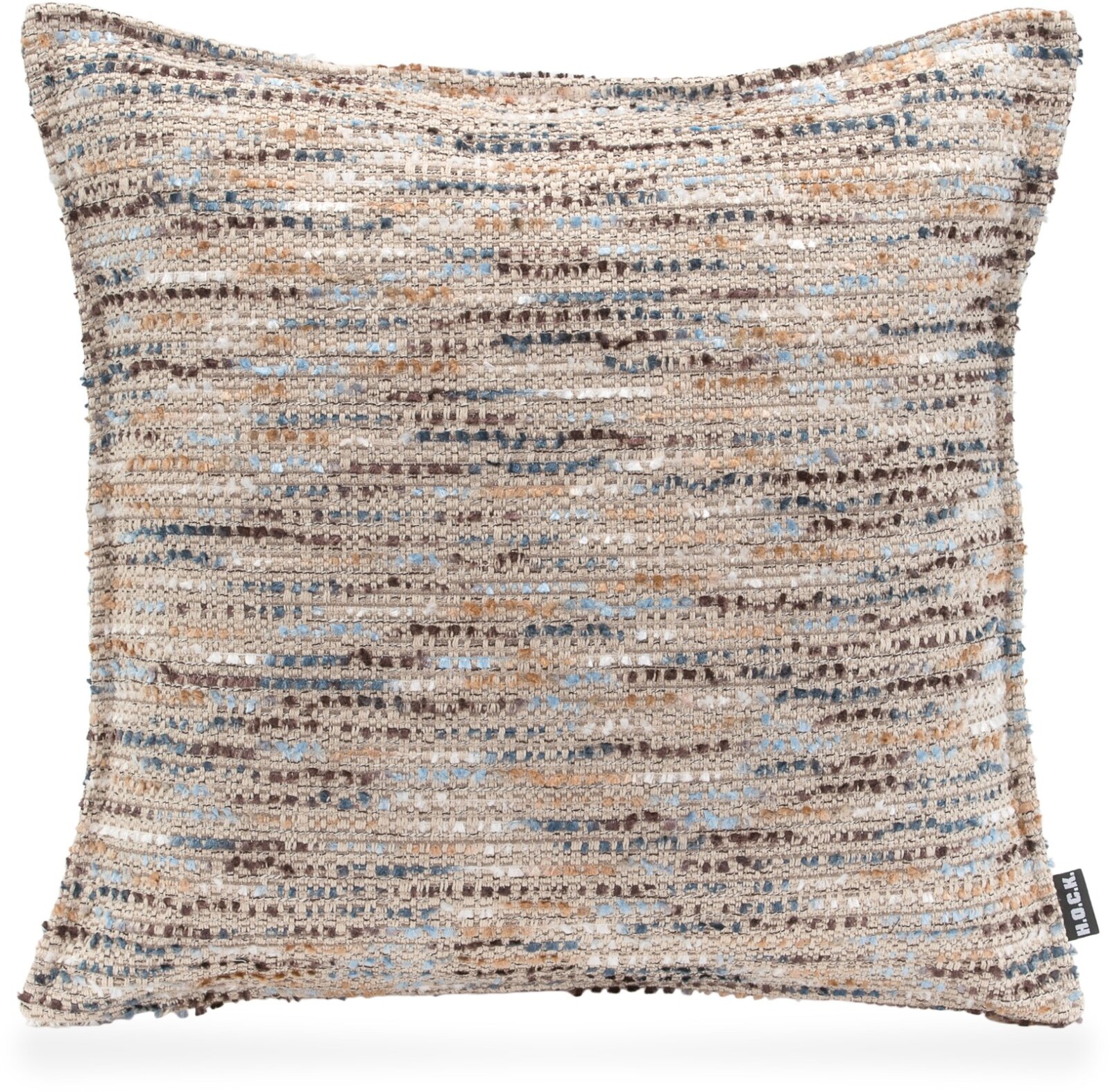 H.O.C.K. Bella Flokati Kissen mit Biese 45x45cm beige / hellblau col. 130