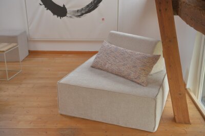 H.O.C.K. Bella Flokati Kissen 80x40cm orange / beige col. 101