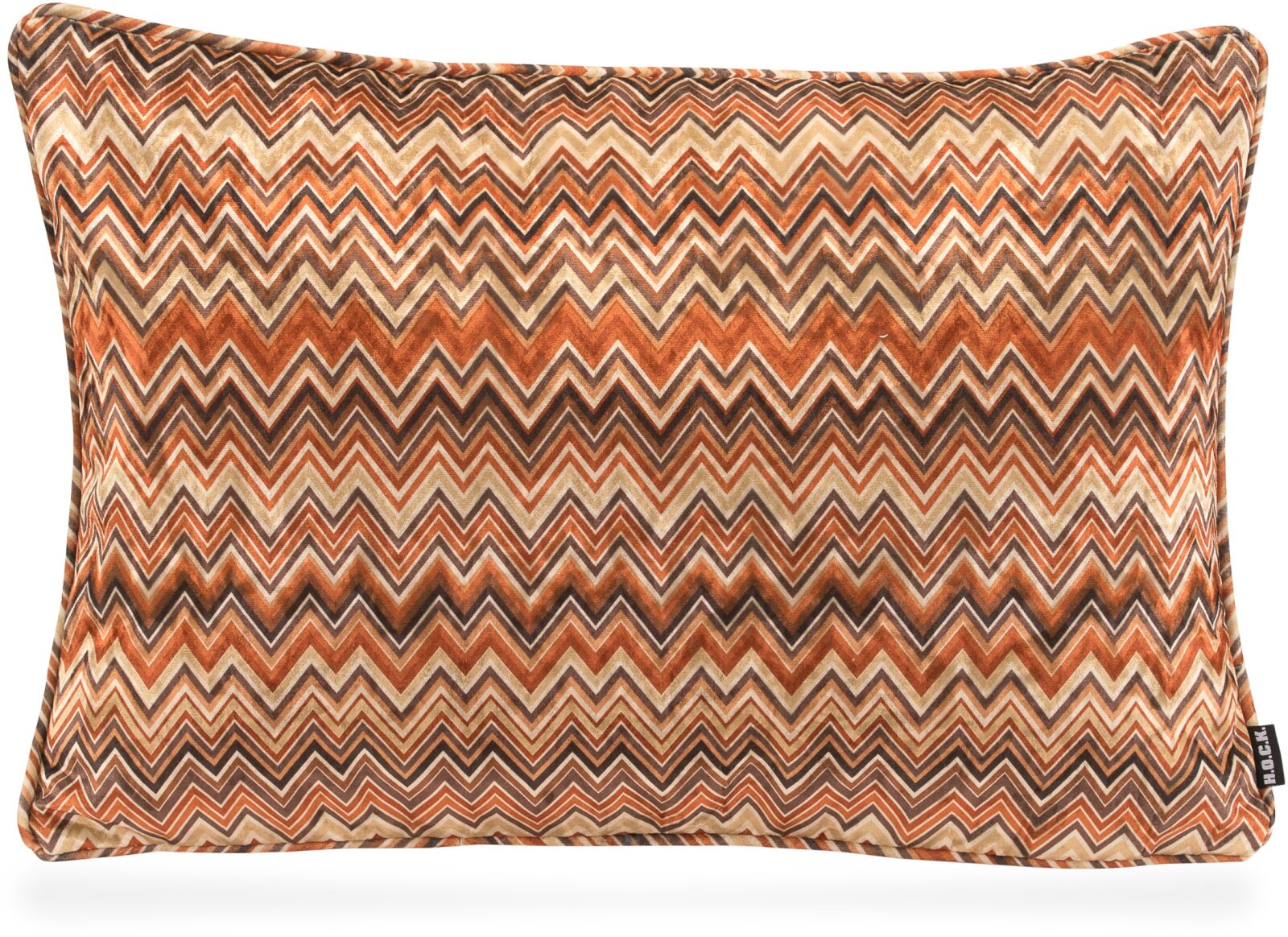 H.O.C.K. Zacki Kissen mit Keder 60x40cm sienna braun / terra Zickzack col. 8017