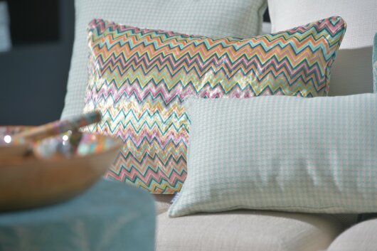 H.O.C.K. Zacki Kissen mit Keder 60x40cm emerald bunt / pink / grün Zickzack col. 6027