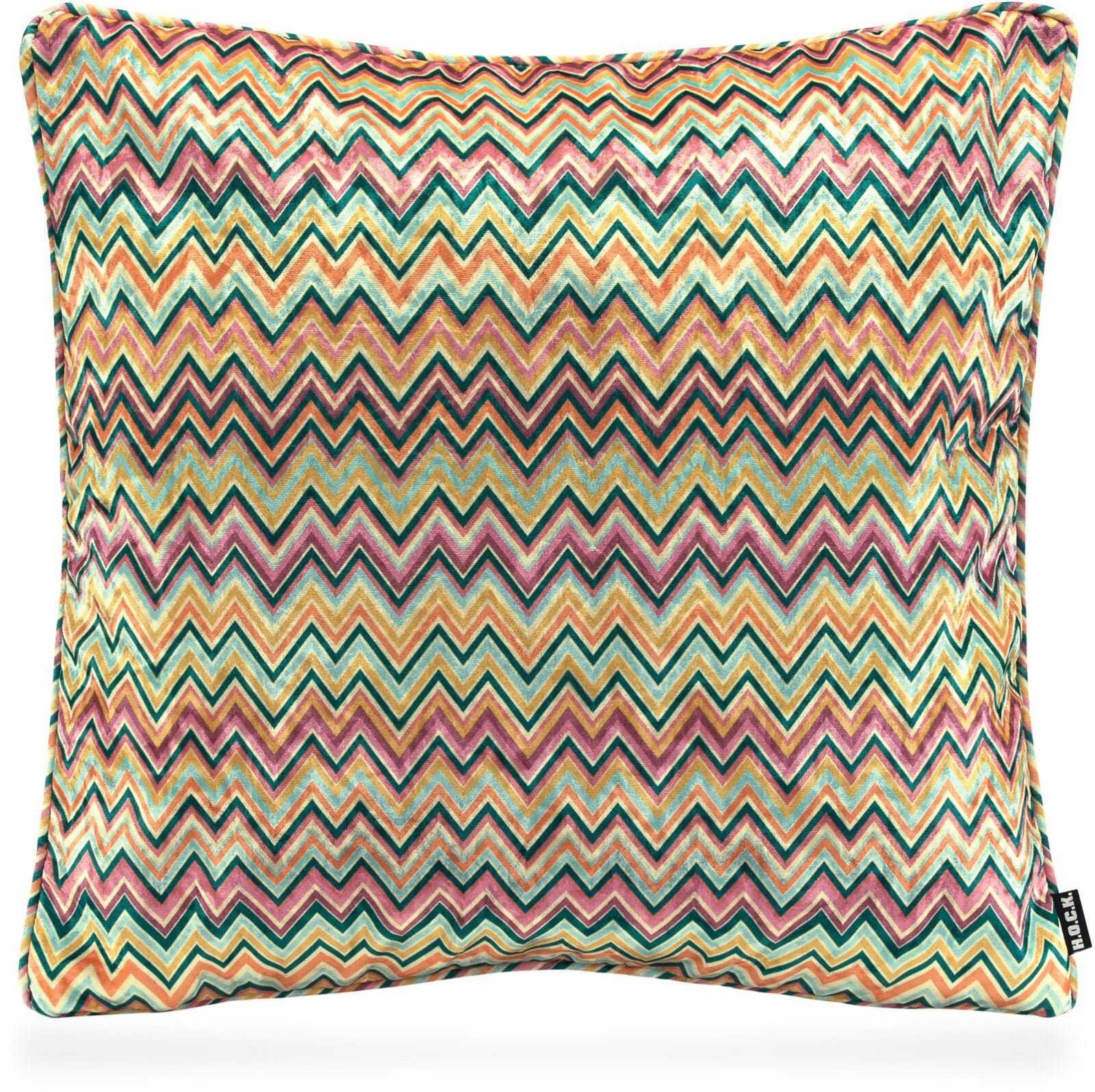H.O.C.K. Zacki Kissen mit Keder 50x50cm emerald bunt / pink / grün Zickzack col. 6027