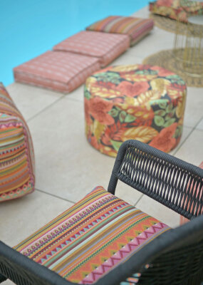 H.O.C.K. Berto Outdoor Sitzkissen BLISS 45x45x6cm col. 1 terra multi sun boho