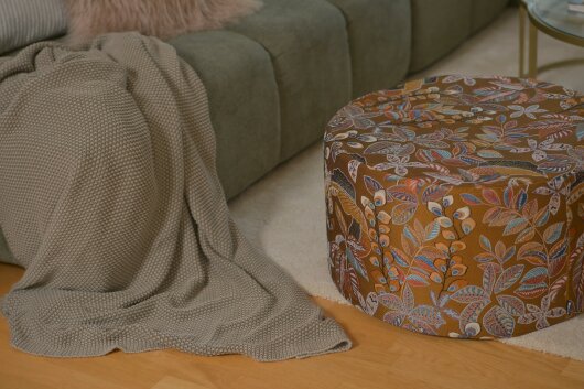 H.O.C.K. Tristan Hocker rund Pouf ø60x40cm gold floral