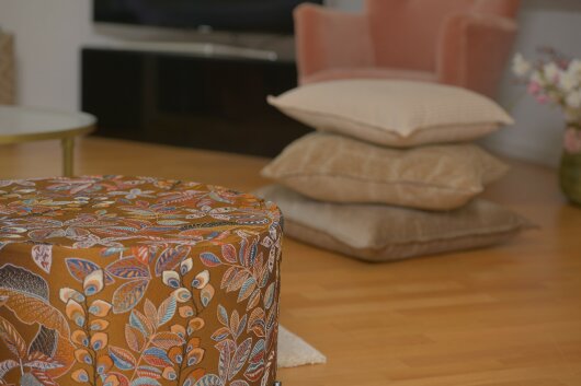 H.O.C.K. Tristan Hocker rund Pouf ø60x40cm gold floral
