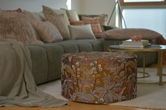 H.O.C.K. Tristan Hocker rund Pouf ø60x40cm gold floral