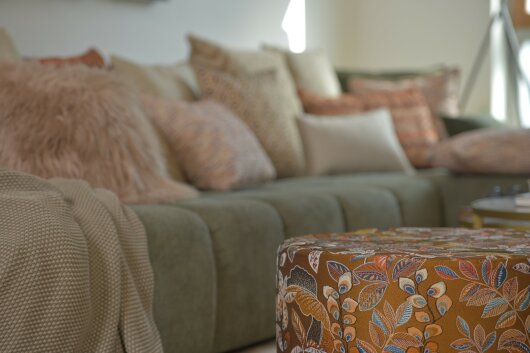 H.O.C.K. Tristan Hocker rund Pouf ø60x40cm gold floral
