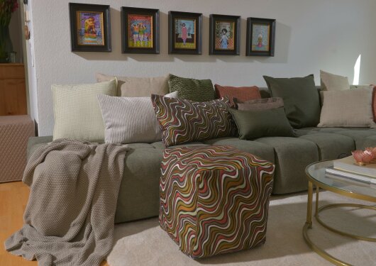 H.O.C.K. Baptiste Bean Cube Pouf 40x40x40cm retro khaki terra