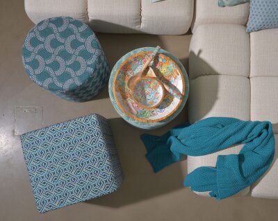 H.O.C.K. Zima Hocker rund Pouf ø45x45cm petrol