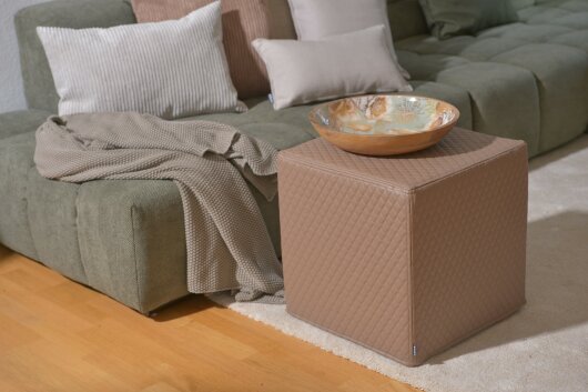 H.O.C.K. Matteo Hocker eckig 45x45x45cm Kunstleder hellbraun taupe 036