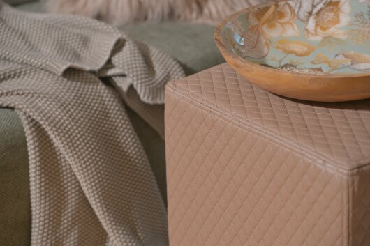 H.O.C.K. Matteo Hocker eckig 45x45x45cm Kunstleder hellbraun taupe 036