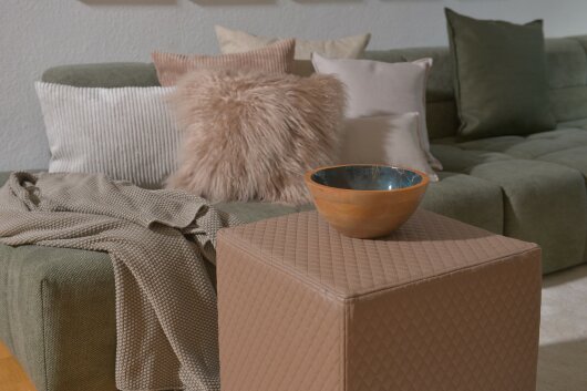 H.O.C.K. Matteo Hocker eckig 45x45x45cm Kunstleder hellbraun taupe 036