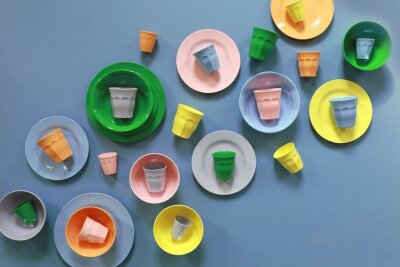 RICE Melamine Cups small kleine Tassen 6er Pack einfarbig...