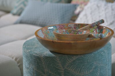 byRoom Salatbesteck aus Mangoholz mit bunten Griffen Mandala multicolor