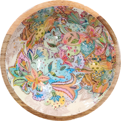 byRoom Schale Bowl aus Mangoholz KLEIN 18cm bunt Mandala multicolor