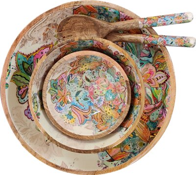 byRoom Schale Bowl aus Mangoholz KLEIN 18cm bunt Mandala... byRoom Schale Bowl aus Mangoholz KLEIN 18cm bunt Mandala multicolor