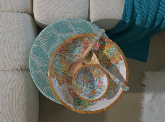 byRoom Schale Bowl aus Mangoholz MITTEL 25cm bunt Mandala multicolor