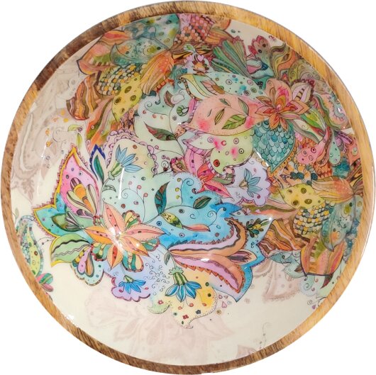 byRoom Schale Bowl aus Mangoholz GROß 38cm bunt... byRoom Schale Bowl aus Mangoholz GROß 38cm bunt Mandala multicolor
