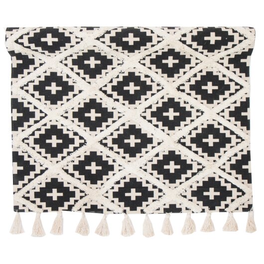 byRoom Teppich Rug black natur crosses Rauten 120x180cm... byRoom Teppich Rug black natur crosses Rauten 120x180cm mit Quasten
