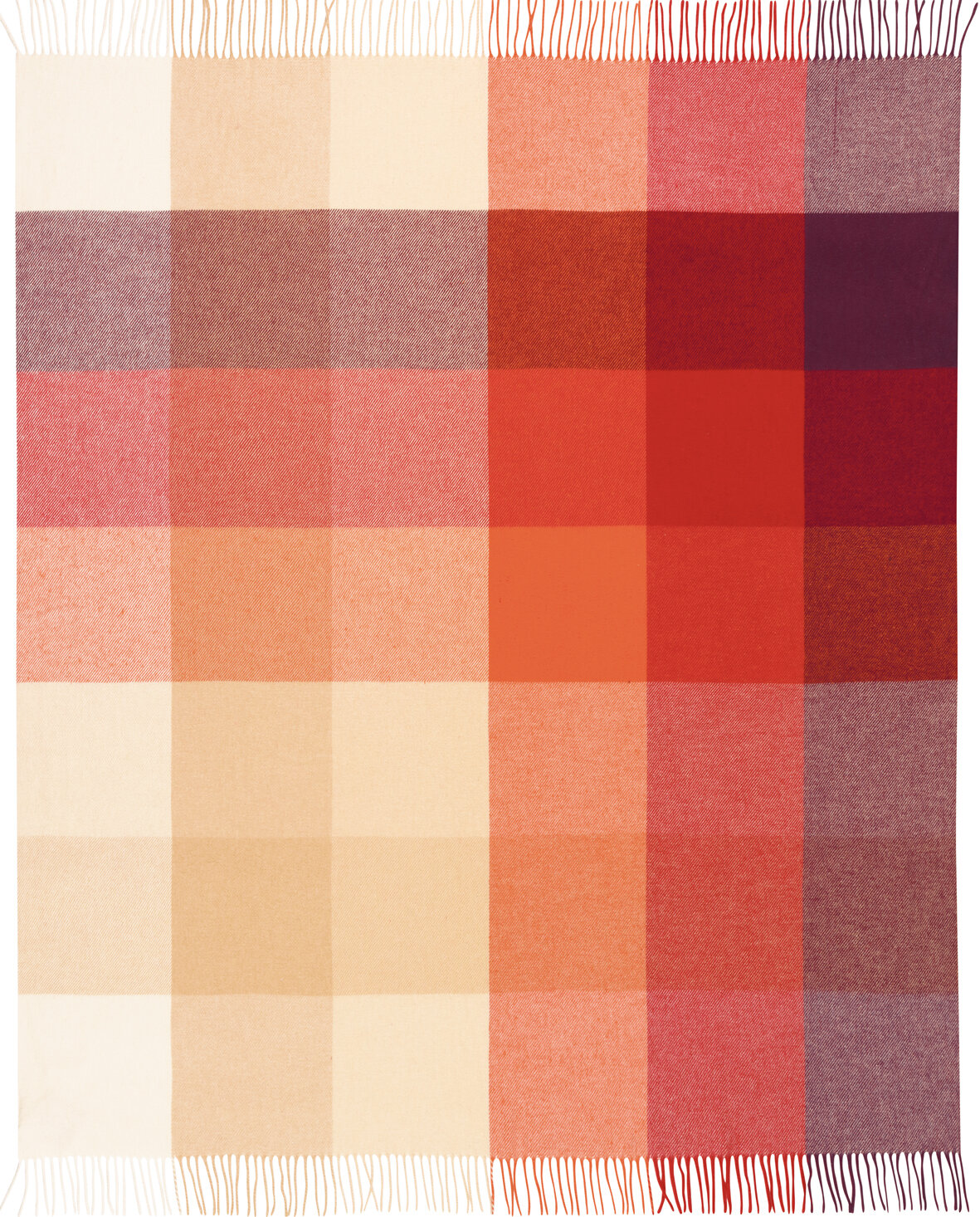 BIEDERLACK Decke Plaid Karo rot terracotta kariert mehrfarbig mit Fransen 130x170cm
