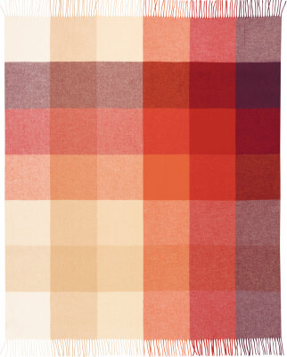 BIEDERLACK Decke Plaid Karo rot terracotta kariert mehrfarbig mit Fransen 130x170cm