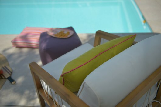 H.O.C.K. Classic Uni Outdoor Kissen 50x50cm PIPE grün mit Keder pink