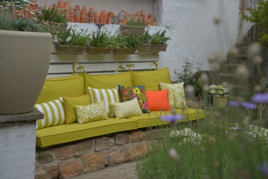 H.O.C.K. Classic Uni Outdoor Kissen 50x50cm PIPE grün mit Keder pink