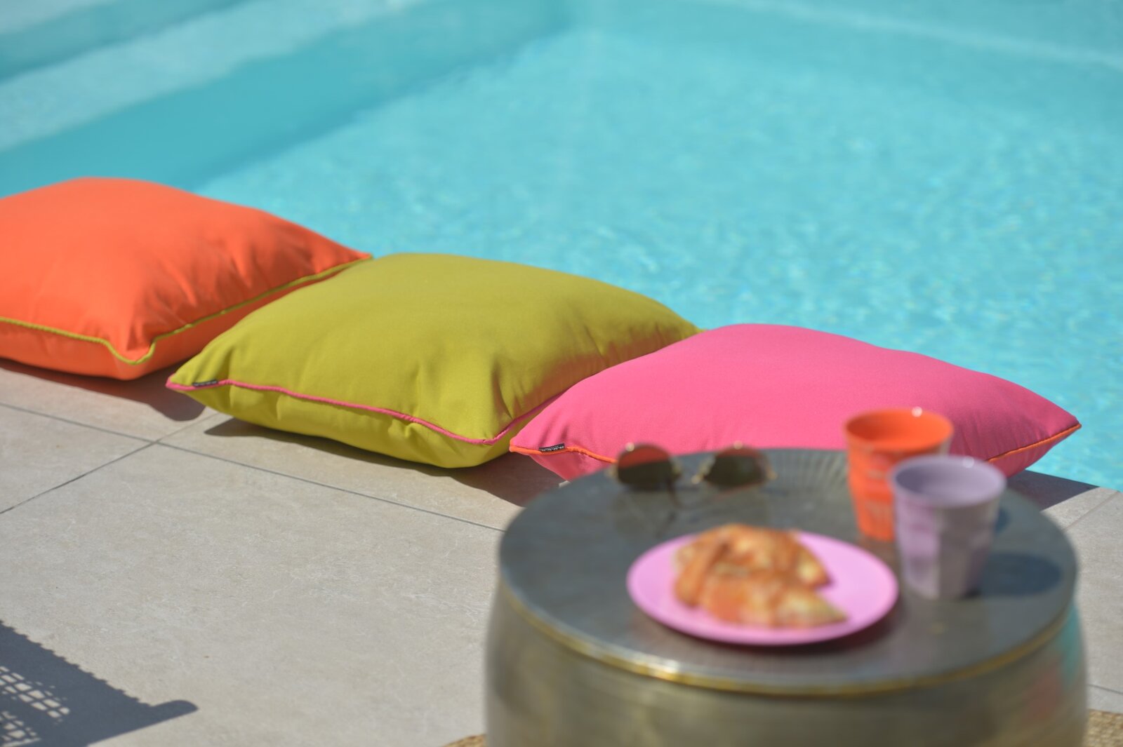 H.O.C.K. Classic Uni Outdoor Kissen 60x40cm PIPE grün mit Keder pink