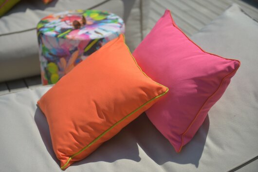 H.O.C.K. Classic Uni Outdoor Kissen 60x40cm PIPE orange mit Keder grün