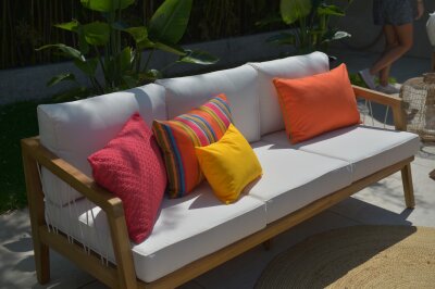 H.O.C.K. Classic Uni Outdoor Kissen 60x40cm PIPE orange mit Keder grün