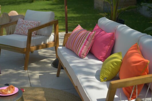 H.O.C.K. Classic Uni Outdoor Kissen 60x40cm PIPE pink mit Keder orange