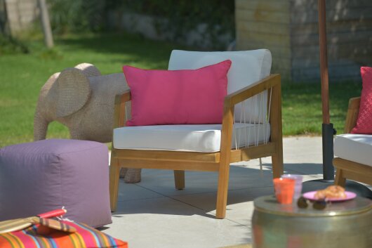 H.O.C.K. Classic Uni Outdoor Kissen 60x40cm PIPE pink mit Keder orange