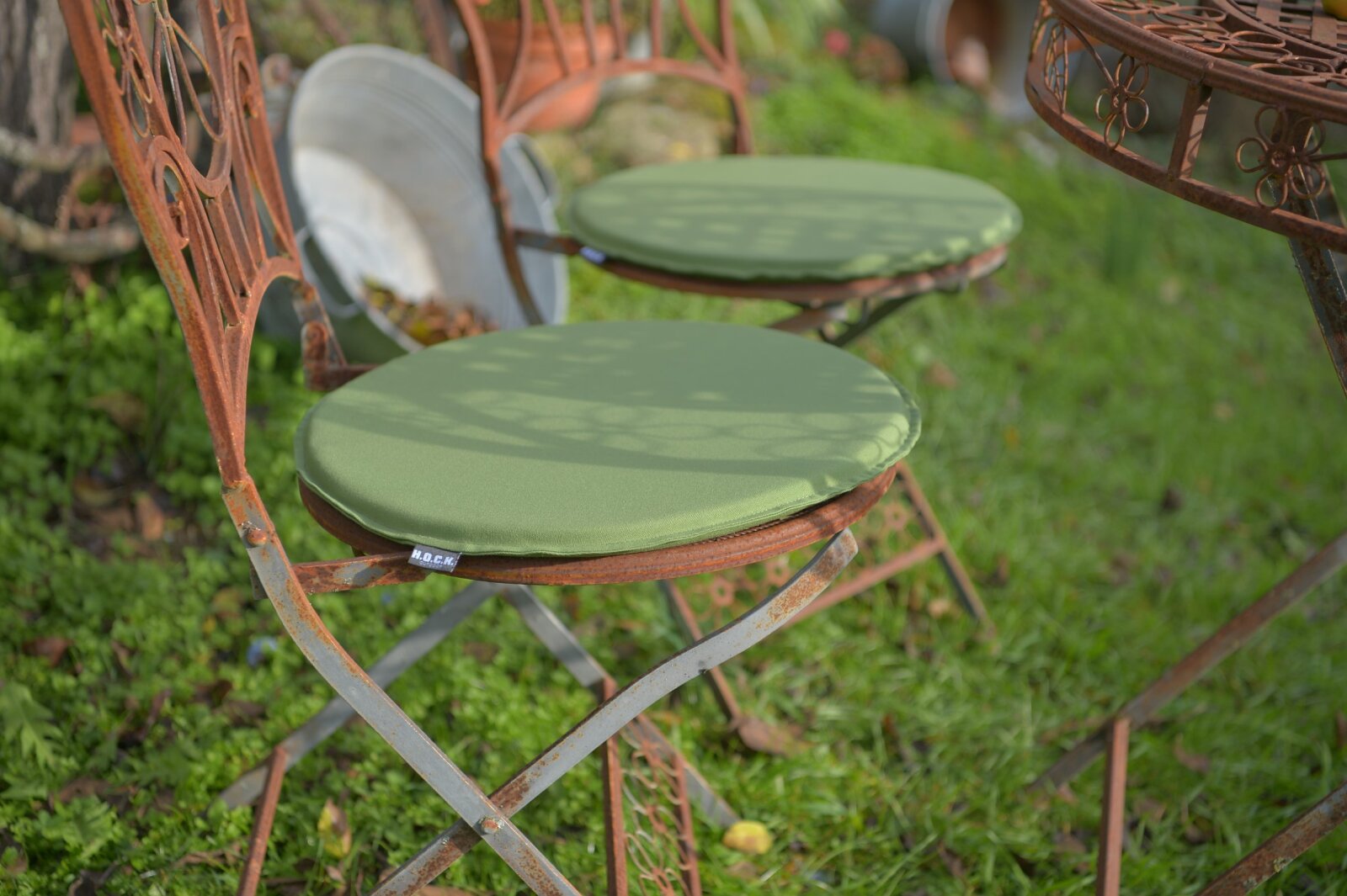 H.O.C.K. Classic Uni Outdoor Sitzkissen MINNI Bistrokissen rund Ø40x2cm lindgrün