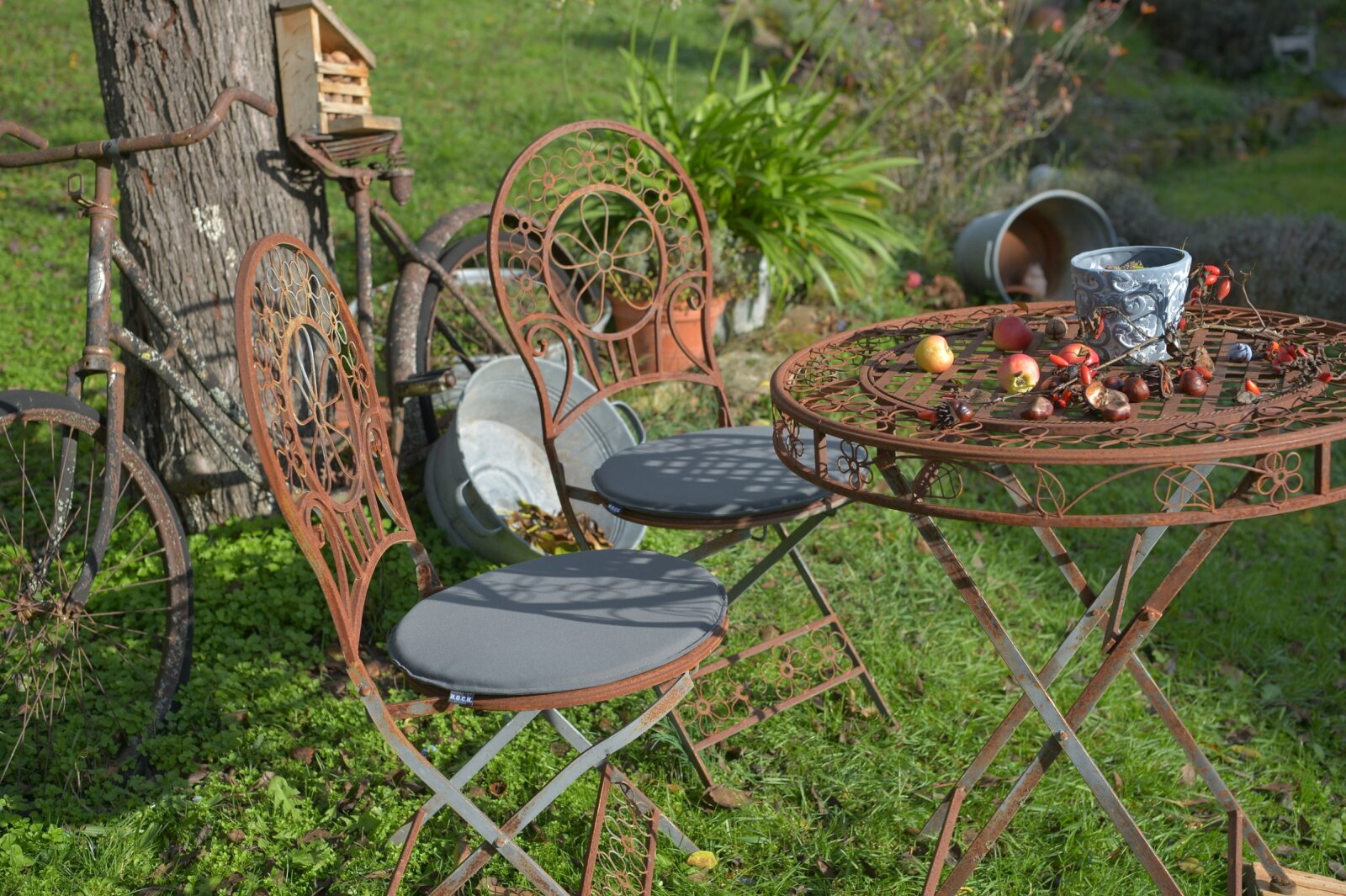 H.O.C.K. Classic Uni Outdoor Sitzkissen MINNI Bistrokissen rund Ø35x2cm grau