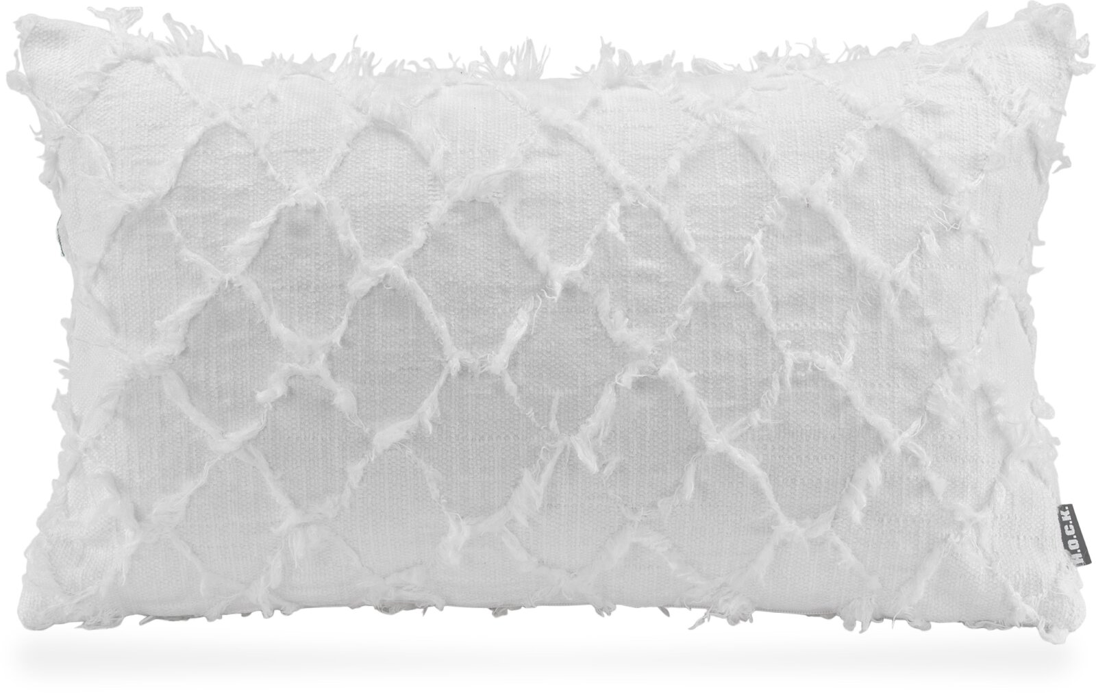 H.O.C.K. Nuvole Kissen 50x30cm ecru weiß col. 111 mit Fransen