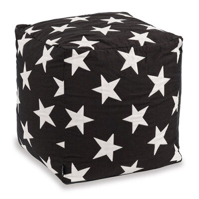 H.O.C.K. Stars Bean Cube Pouf 40x40x40cm Sterne schwarz/ecru