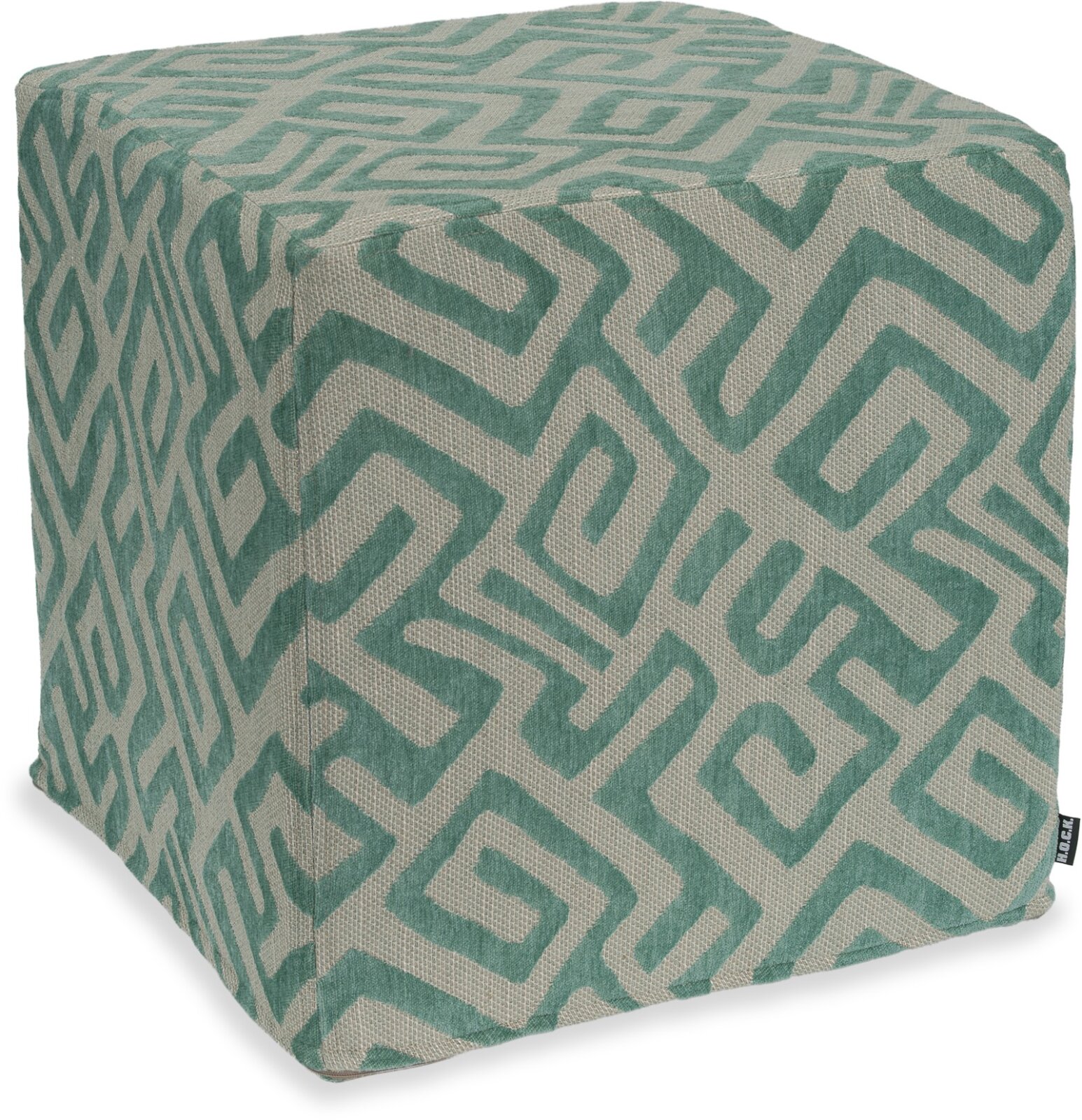H.O.C.K. Naira Hocker Cube eckig 45x45x45cm gemustert col. 3 türkis