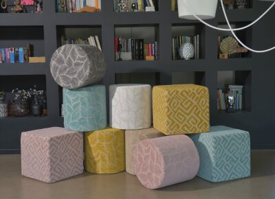 H.O.C.K. Naira Hocker Cube eckig 45x45x45cm gemustert col. 3 türkis