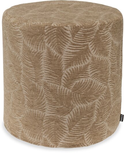 H.O.C.K. Nelly Hocker rund Pouf ø45x45cm Blätter col. 1 taupe / beige