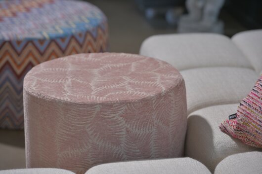 H.O.C.K. Nelly Hocker rund Pouf ø45x45cm Blätter col. 7 rosa