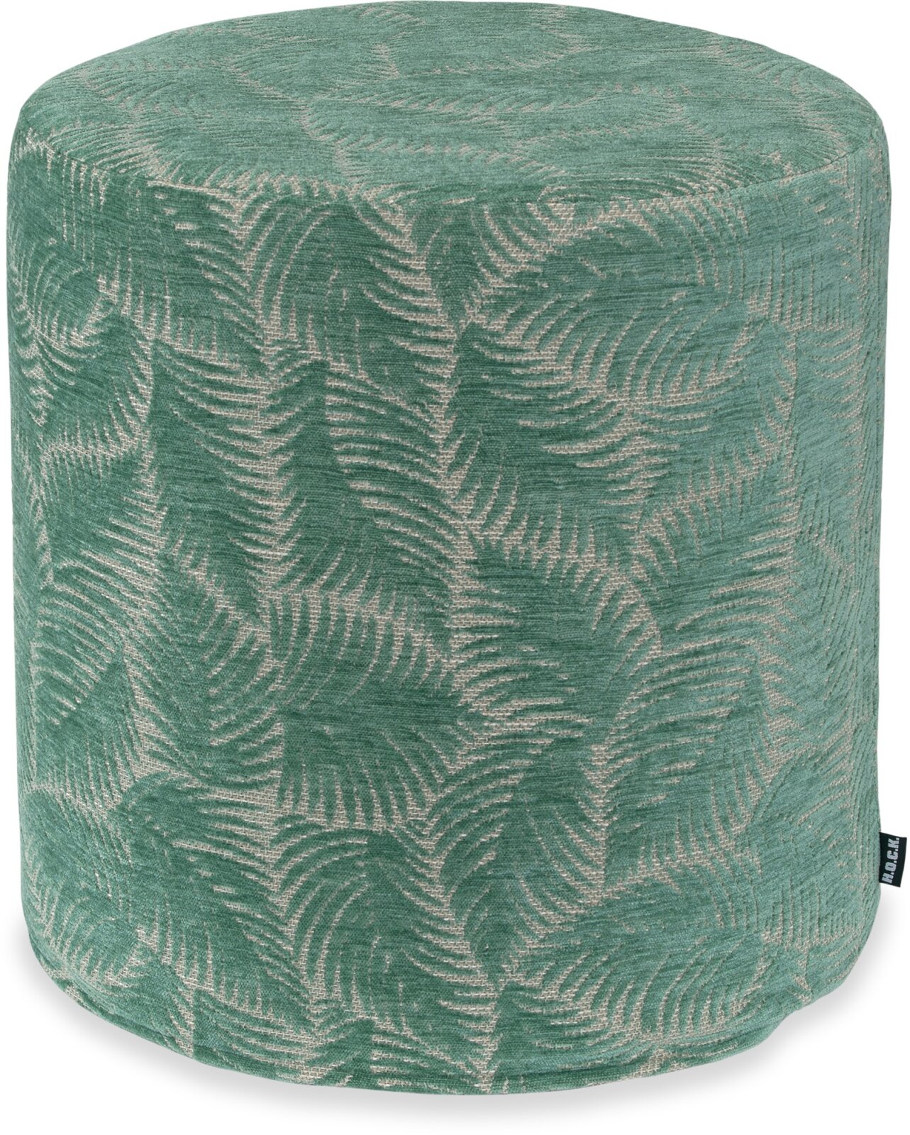 H.O.C.K. Nelly Hocker rund Pouf ø45x45cm Blätter col. 3 türkis