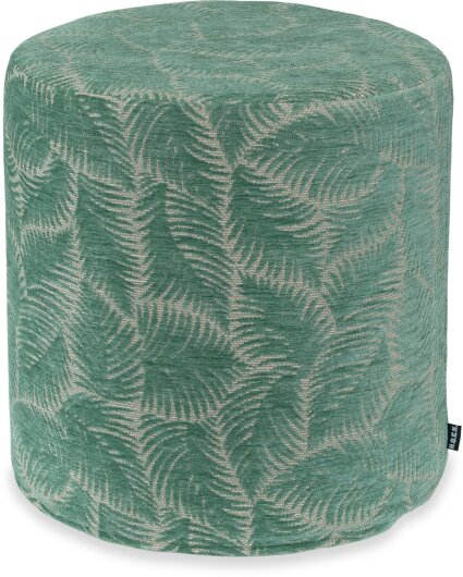 H.O.C.K. Nelly Hocker rund Pouf ø45x45cm Blätter col. 3 türkis