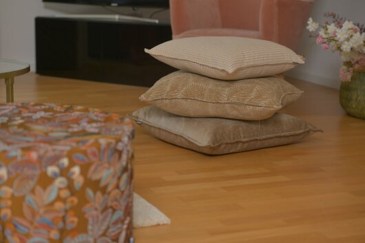 H.O.C.K. Nelly Kissen mit Keder 60x40cm Blätter col. 1 taupe / beige